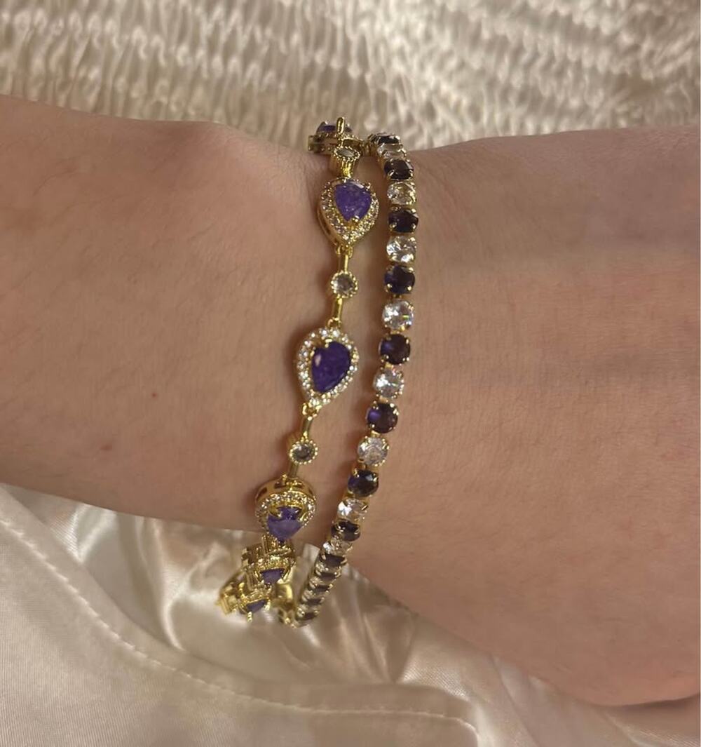 Purple & Gold Tennis Bracelet Set